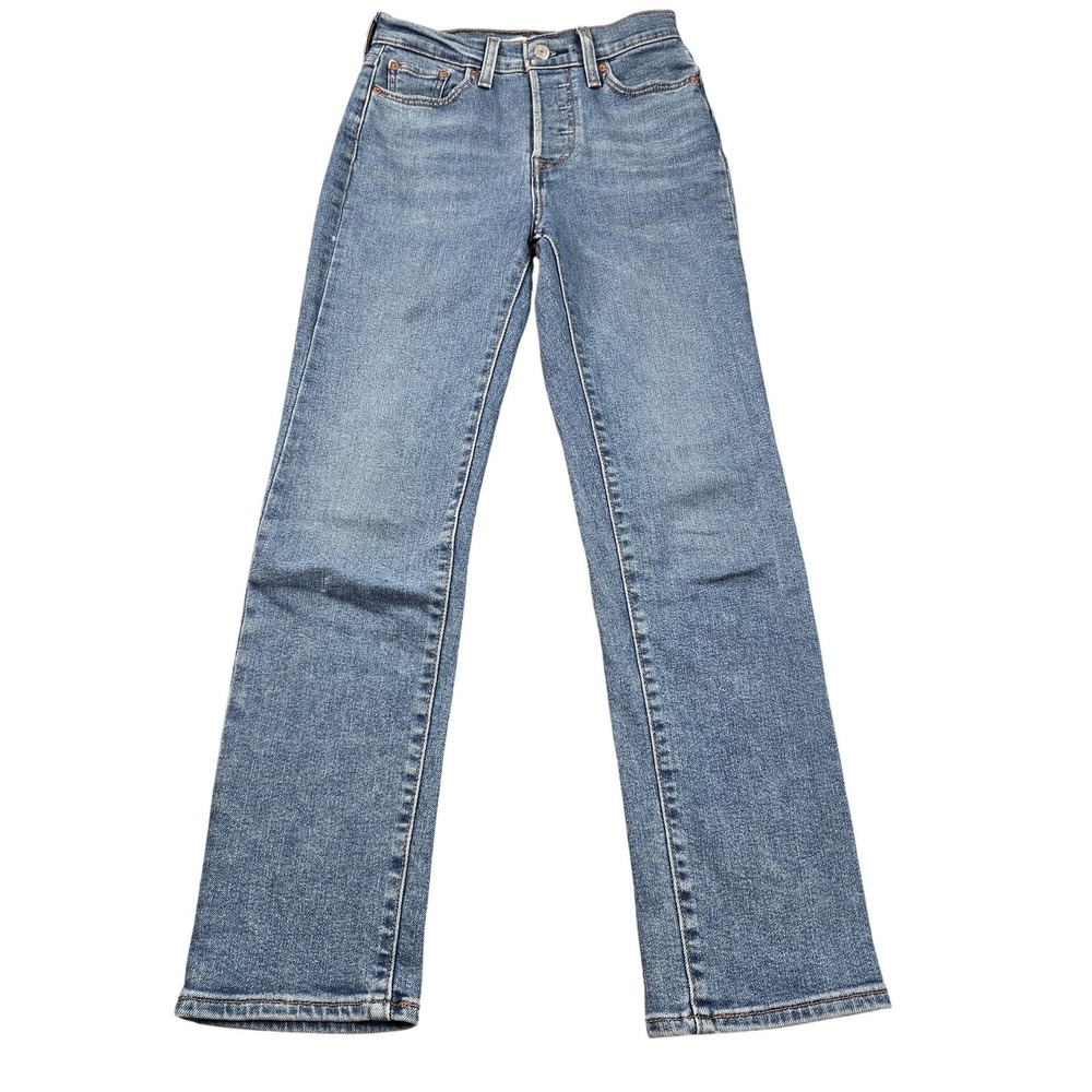 Levis Wedgie Straight Jeans Womens 25 Blue Medium Wash High Rise Button Fly